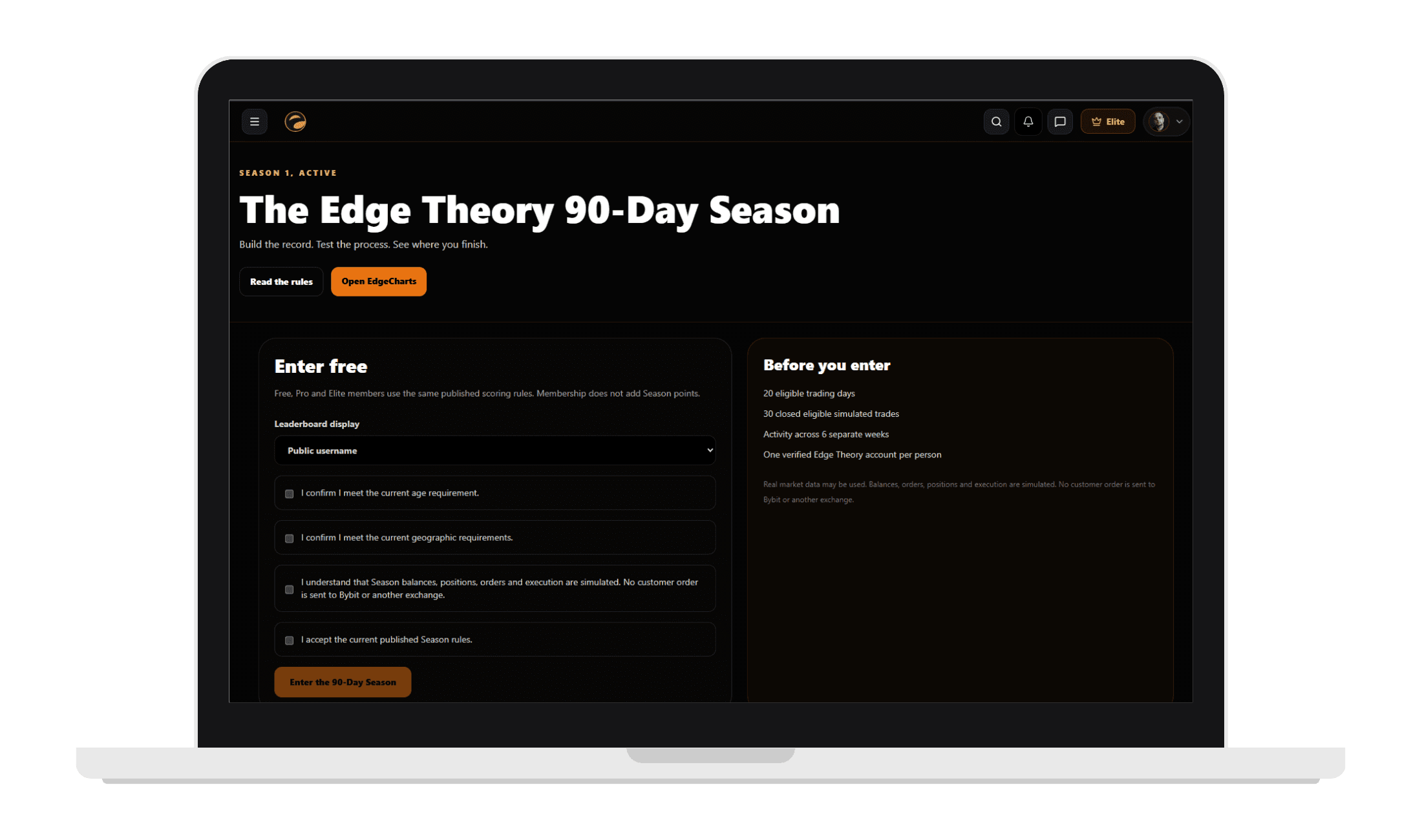 Edge Theory Season illustration showing competition scoring checkpoints and a leaderboard